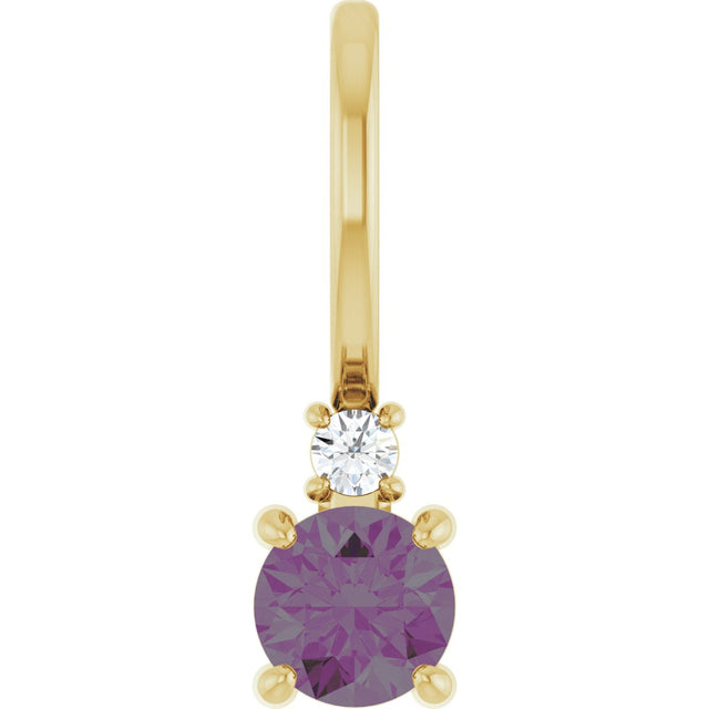 14K Gold Round Lab-Grown Alexandrite Accented Pendant - Yellow Gold