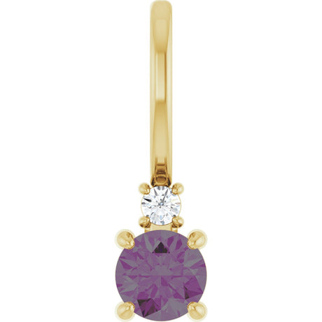14K Gold Round Natural Alexandrite Accented Pendant - Yellow Gold