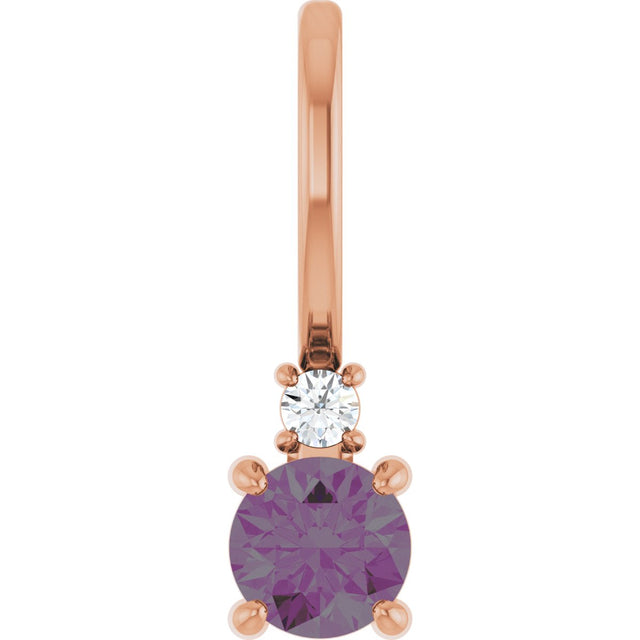 14K Gold Round Lab-Grown Alexandrite Accented Pendant - Rose Gold