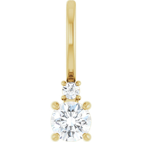 14K Gold Round Natural White Sapphire Accented Pendant - Yellow Gold