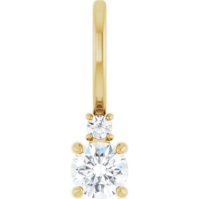 14K Gold Round Natural White Sapphire Accented Pendant - Yellow Gold