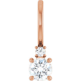 14K Gold Round Natural White Sapphire Accented Pendant - Rose Gold