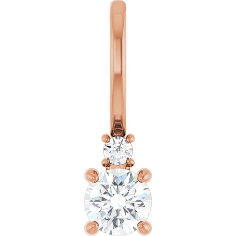 14K Gold Round Natural White Sapphire Accented Pendant - Rose Gold