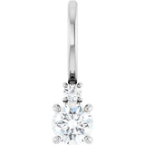 14K Gold Round Natural White Sapphire Accented Pendant - White Gold