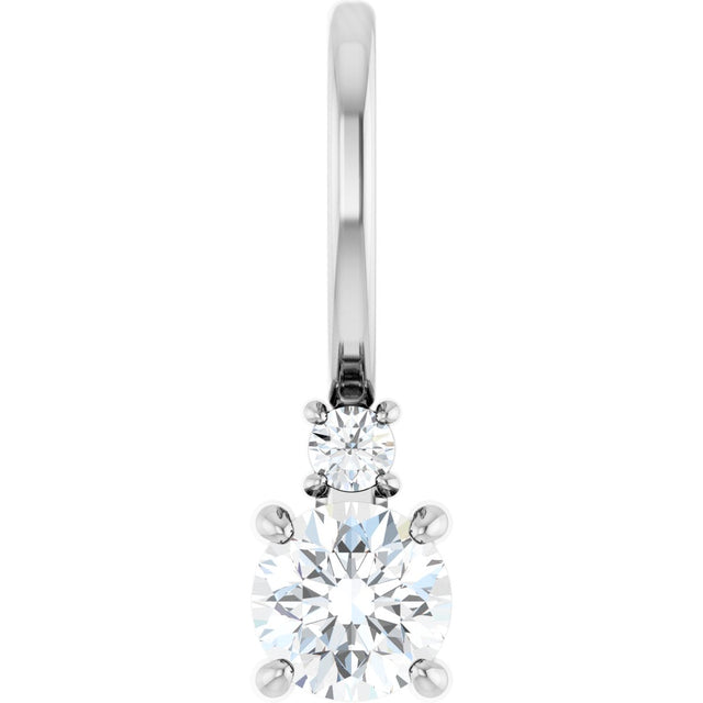 14K Gold Round Natural White Sapphire Accented Pendant - White Gold