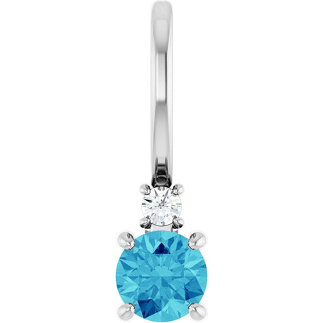 Platinum Round Natural Blue Zircon Accented Pendant