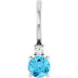Platinum Round Natural Aquamarine Accented Pendant