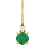 14K Gold Round Lab-Grown Emerald Accented Pendant – up to 0.015 CTW - Yellow Gold