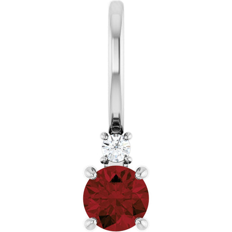 Platinum Round Natural Mozambique Garnet Accented Pendant