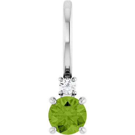 Platinum Round Natural Peridot Accented Pendant