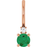 14K Gold Round Lab-Grown Emerald Accented Pendant – up to 0.015 CTW - Rose Gold