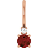 14K Gold Round Natural Mozambique Garnet Accented Pendant - Rose Gold