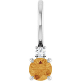 14K Gold Round Natural Citrine Accented Pendant - White Gold