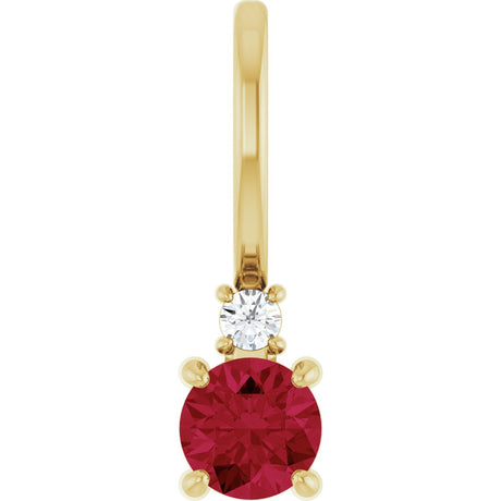 14K Gold Round Lab-Grown Ruby Accented Pendant – up to 0.015 CTW - Yellow Gold