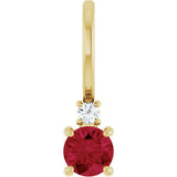 14K Gold Round Natural Ruby Accented Pendant - Yellow Gold