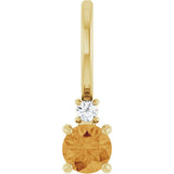 14K Gold Round Natural Citrine Accented Pendant - Yellow Gold