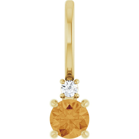14K Gold Round Natural Citrine Accented Pendant - Yellow Gold