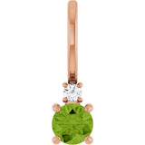 14K Gold Round Natural Peridot Accented Pendant - Rose Gold