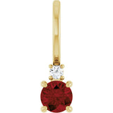 14K Gold Round Natural Mozambique Garnet Accented Pendant - Yellow Gold
