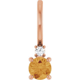 14K Gold Round Natural Citrine Accented Pendant - Rose Gold