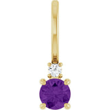 14K Gold Round Natural Amethyst Accented Pendant - Yellow Gold