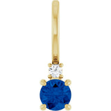 14K Gold Round Natural Blue Sapphire Accented Pendant - Yellow Gold