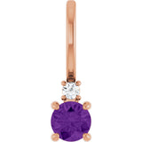 14K Gold Round Natural Amethyst Accented Pendant - Rose Gold