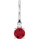 14K Gold Round Lab-Grown Ruby Accented Pendant – up to 0.015 CTW - White Gold