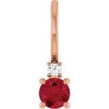 14K Gold Round Lab-Grown Ruby Accented Pendant – up to 0.015 CTW - Rose Gold
