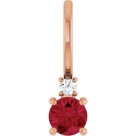 14K Gold Round Lab-Grown Ruby Accented Pendant – up to 0.015 CTW - Rose Gold
