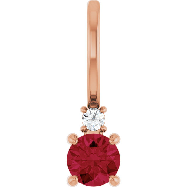 14K Gold Round Lab-Grown Ruby Accented Pendant – up to 0.015 CTW - Rose Gold