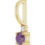 14K Gold Round Natural Alexandrite Accented Pendant - Yellow Gold - view 2