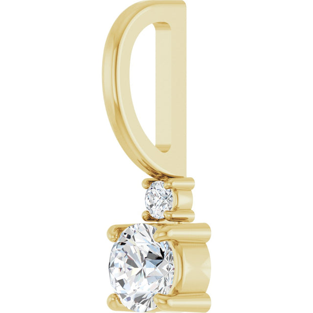 14K Gold Round Natural White Sapphire Accented Pendant - Yellow Gold - view 2