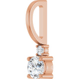 14K Gold Round Natural White Sapphire Accented Pendant - Rose Gold - view 2