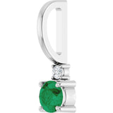 Platinum Round Natural Emerald Accented Pendant - view 2