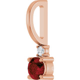 14K Gold Round Natural Mozambique Garnet Accented Pendant - Rose Gold - view 2