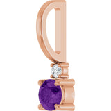 14K Gold Round Natural Amethyst Accented Pendant - Rose Gold - view 2