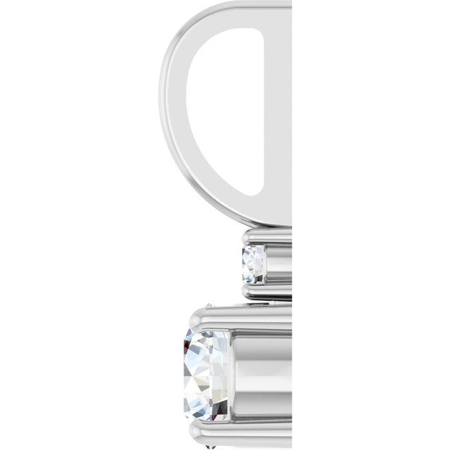 14K Gold Round Natural White Sapphire Accented Pendant - White Gold - view 3