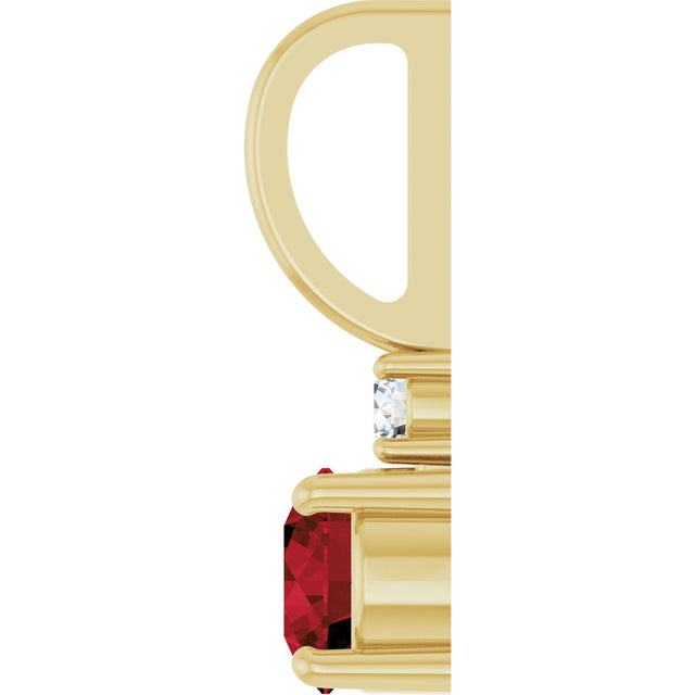 14K Gold Round Natural Mozambique Garnet Accented Pendant - Yellow Gold - view 3