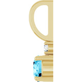 14K Gold Round Natural Aquamarine Accented Pendant - Yellow Gold - view 3