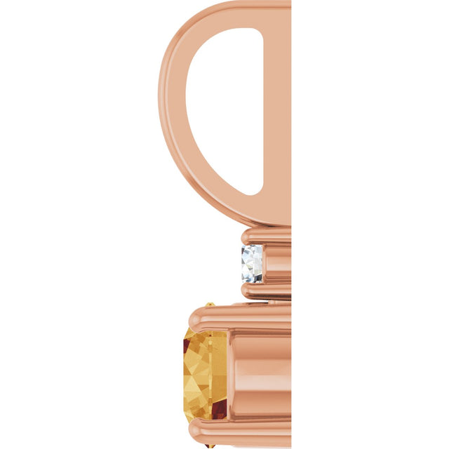 14K Gold Round Natural Citrine Accented Pendant - Rose Gold - view 3