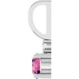 14K Gold Round Natural Pink Tourmaline Accented Pendant - White Gold - view 3