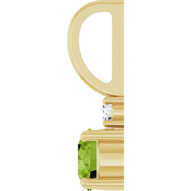 14K Gold Round Natural Peridot Accented Pendant - Yellow Gold - view 3
