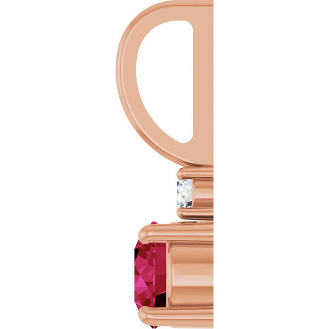 14K Gold Round Natural Ruby Accented Pendant - Rose Gold - view 3