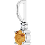 Platinum Round Natural Citrine Accented Pendant - view 2