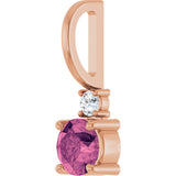 14K Gold Round Natural Pink Tourmaline Accented Pendant - Rose Gold - view 2