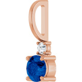 14K Gold Round Lab-Grown Blue Sapphire Accented Pendant – up to 0.015 CTW - Rose Gold - view 2