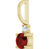 14K Gold Round Natural Mozambique Garnet Accented Pendant - Yellow Gold - view 2