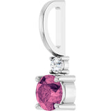 14K Gold Round Natural Pink Tourmaline Accented Pendant - White Gold - view 2