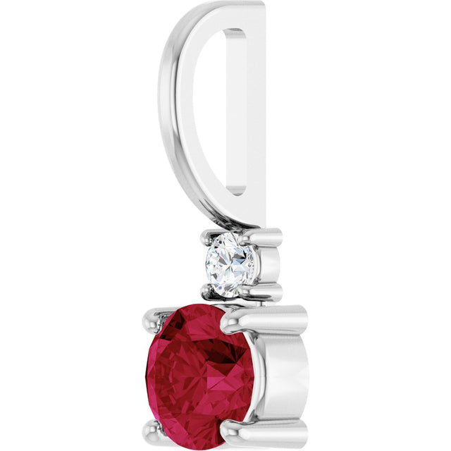 Platinum Round Lab-Grown Ruby Accented Pendant – up to 0.015 CTW - view 2